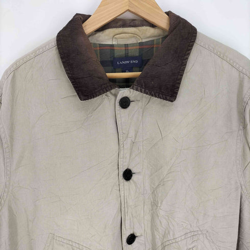 ランズエンド LANDS END 90-00S 裏地 チェック 襟 コーデュロイ ハンティング カバーオール ジャケット メンズ import:XL
